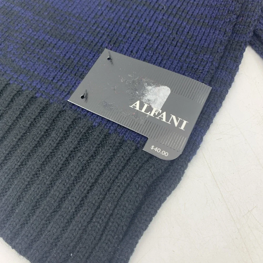 Alfani Mens Scarf Black Blue Casual Professional Warm NEW